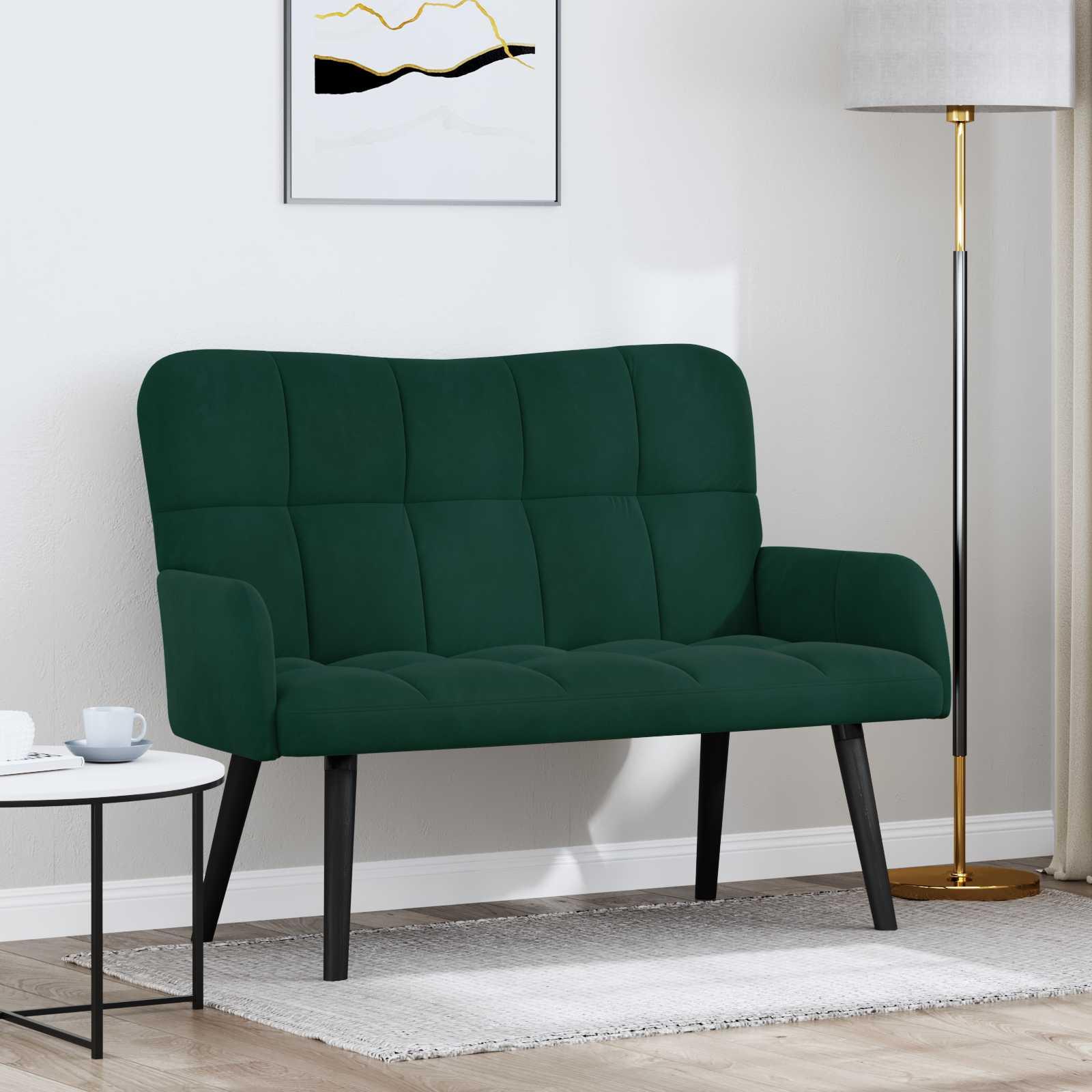To-personers sofa Mørkegrøn 115 x 61 x 87 cm Fløjl billede