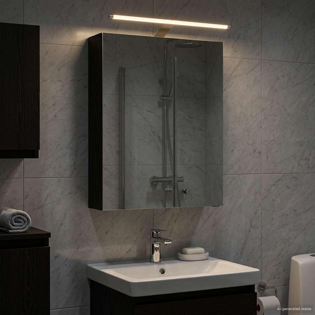 Badeværelsesspejlskab Sort eg 50 x 14,5 x 70 cm Konstrueret træ billede