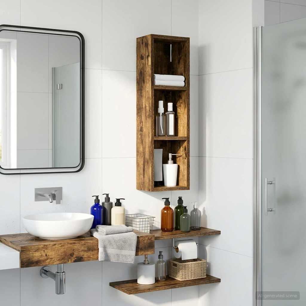 Badeværelsesvægskab Røget Eg 20 x 14 x 70 cm Konstrueret træ billede