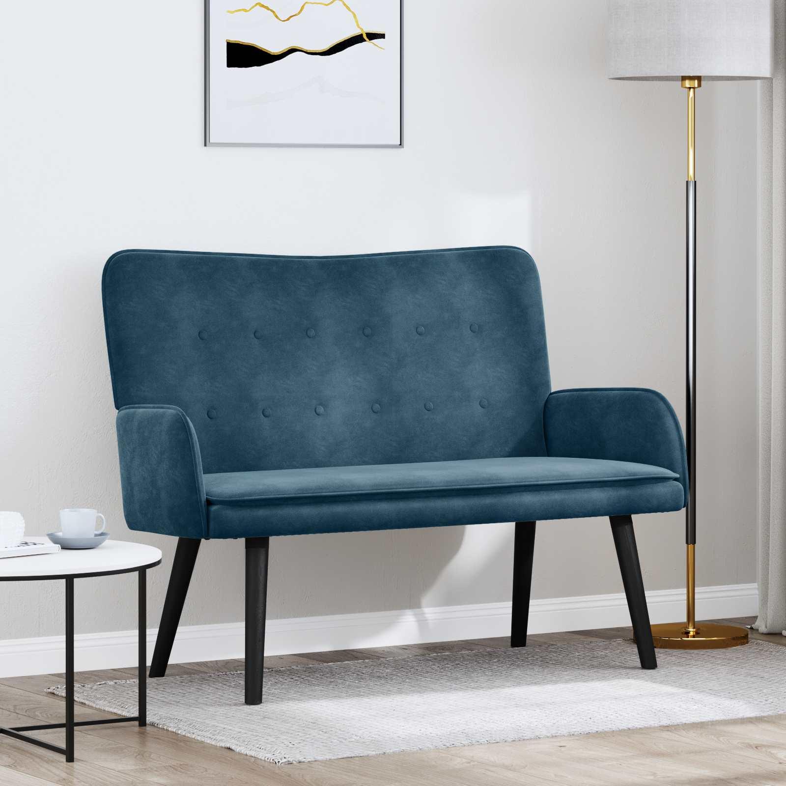 To-personers sofa Blå 115 x 61 x 87 cm Fløjl billede