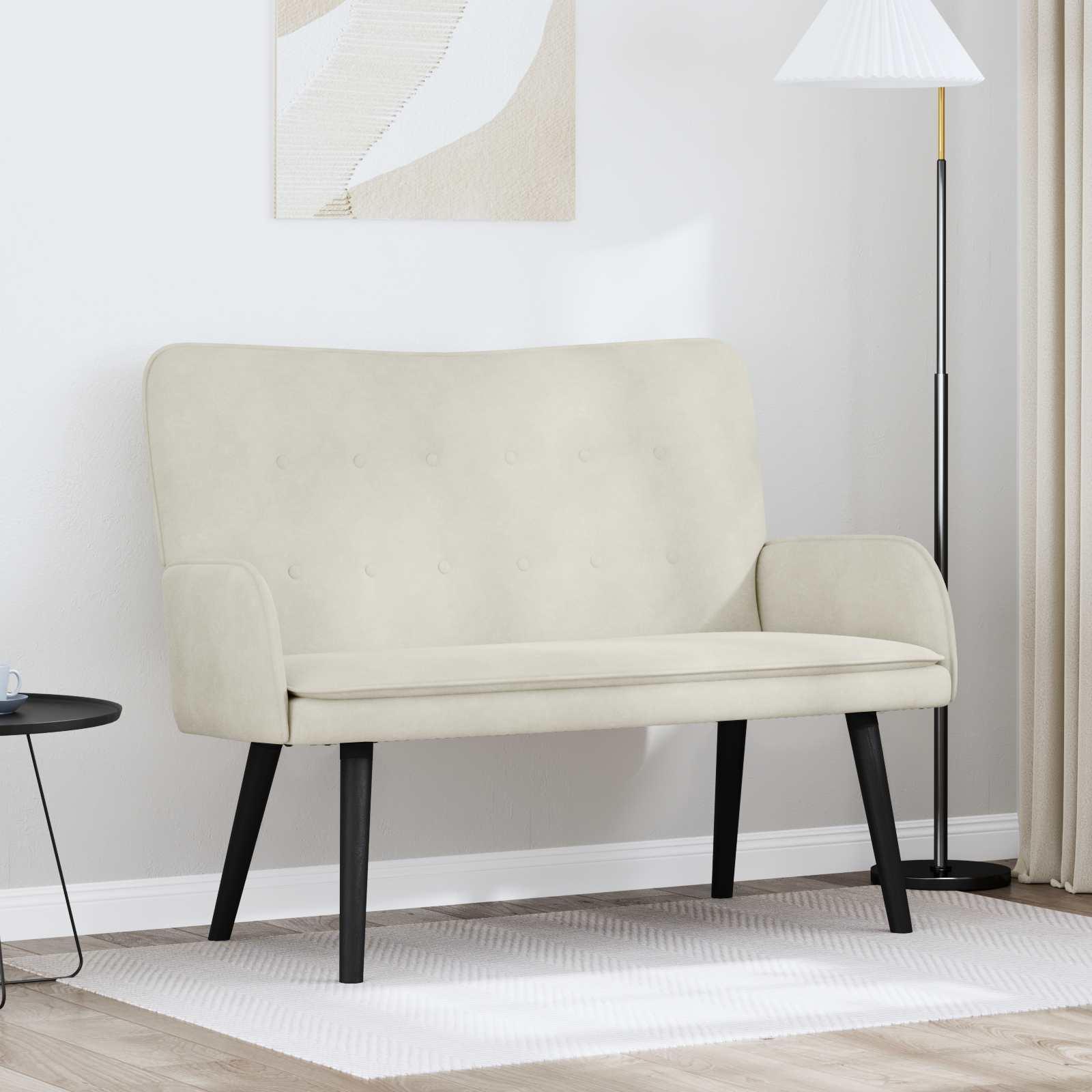 To-personers sofa Creme 115 x 61 x 87 cm Fløjl billede
