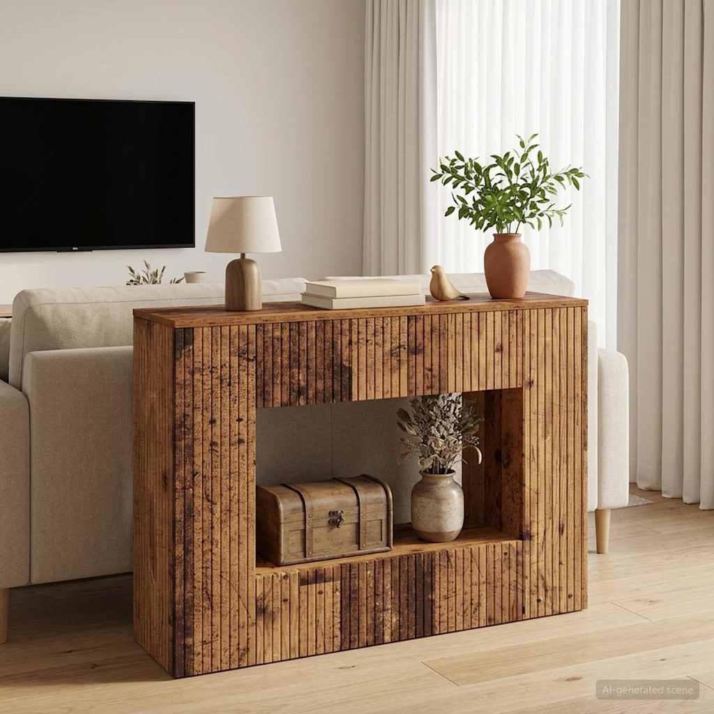 Konsolbord Stribet Gammelt træ 101 x 29 x 74 cm Konstrueret træ billede