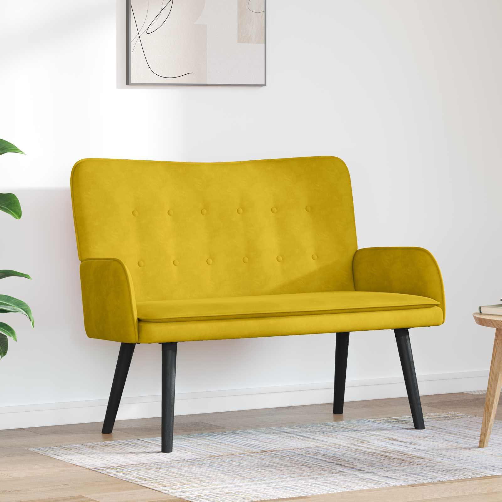 To-personers sofa Gul 115 x 61 x 87 cm Fløjl billede