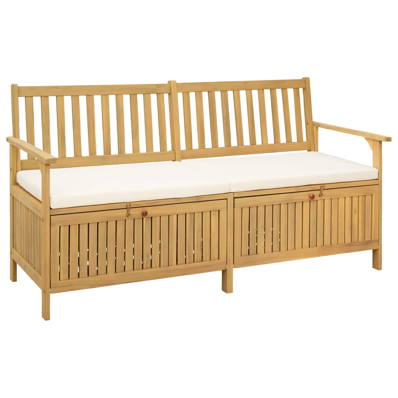 Opbevaringsbænk med pude med opbevaring 170 x 63 x 84 cm billede