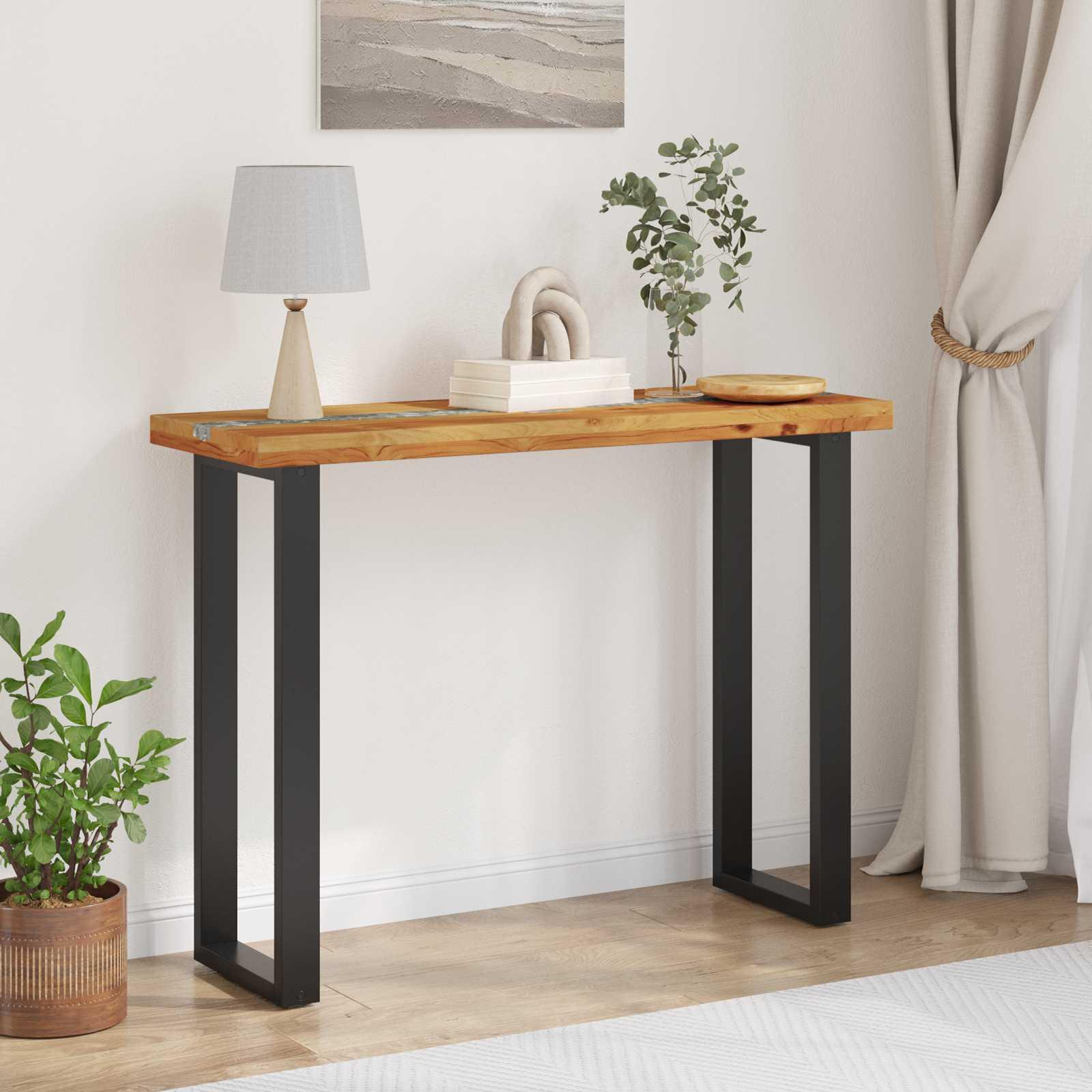 Konsolbord Brun 100 x 35 x 75 cm Massiv Teaktræ billede