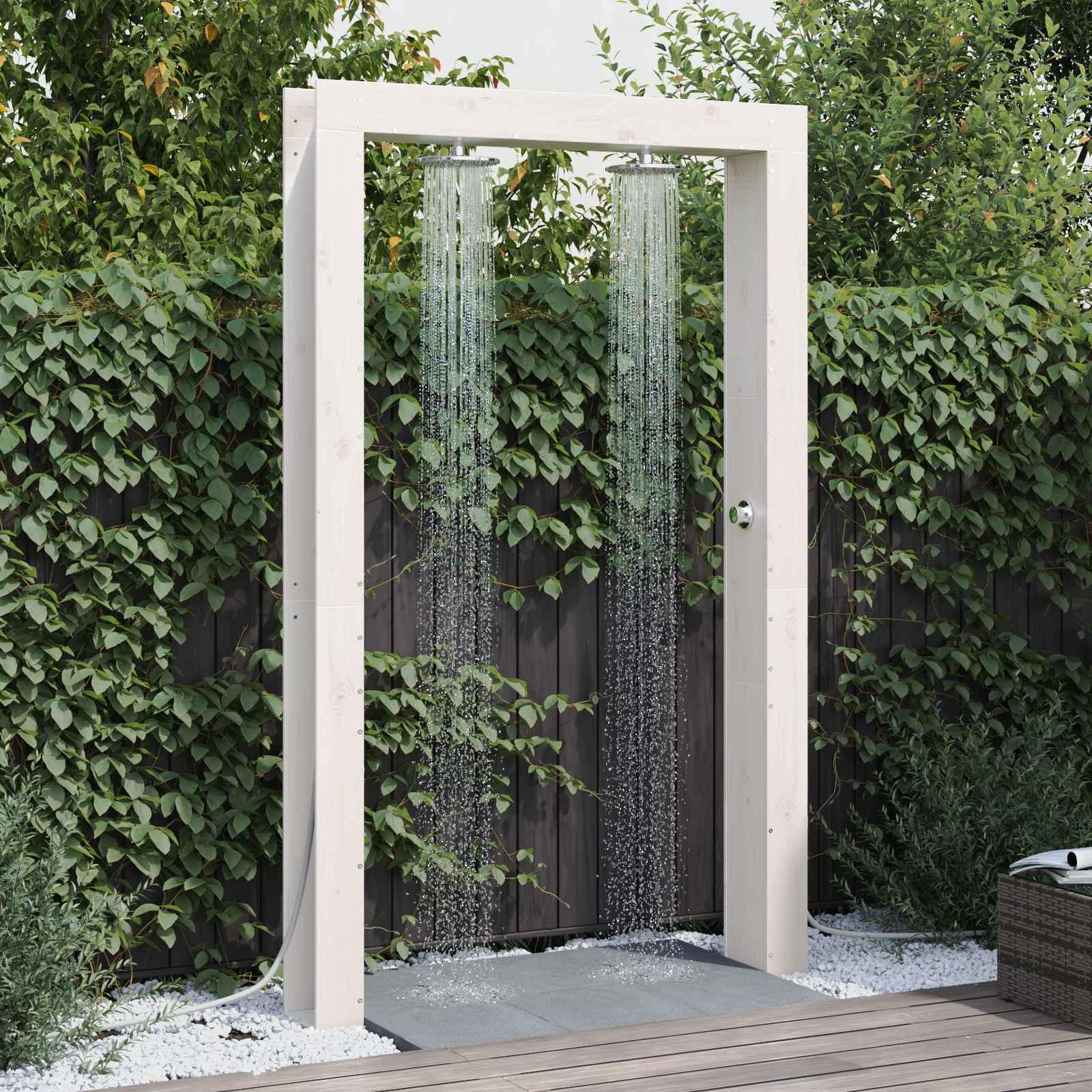 Udendørs bruser Hvid 137 x 23 x 226 cm Massivt fyrretræ billede