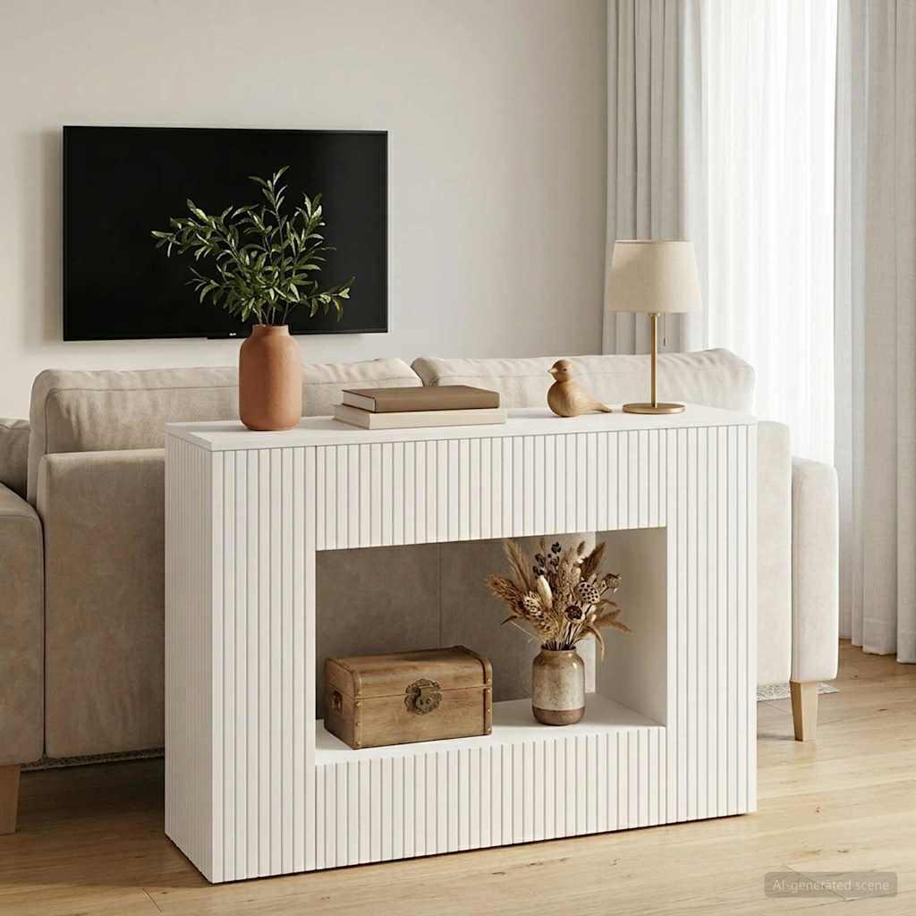 Konsolbord Højglans Hvid 101 x 29 x 74 cm Konstrueret træ billede
