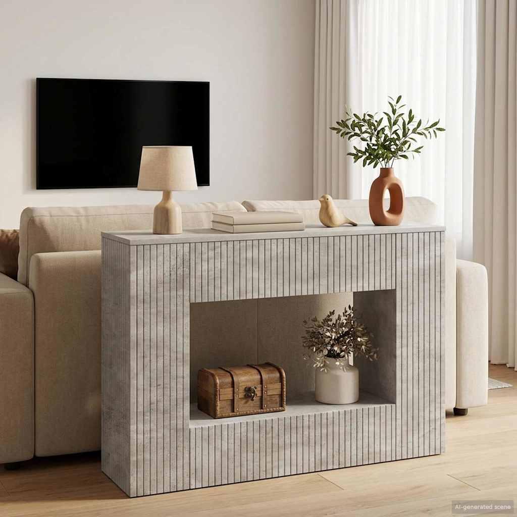 Konsolbord Stribet BetonGrå 101 x 29 x 74 cm Konstrueret træ billede