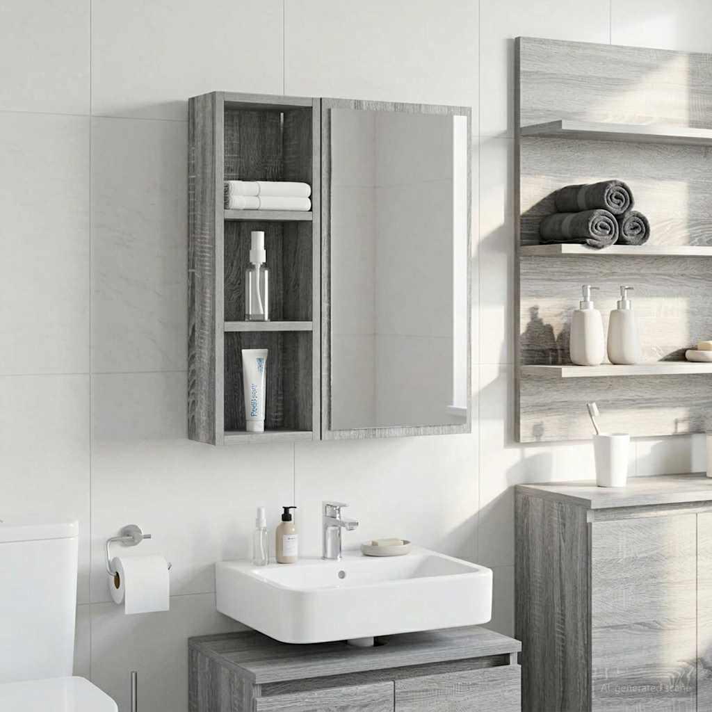 Badeværelsesvægskab med hylde Grå Sonoma 20 x 10 x 60,5 cm billede