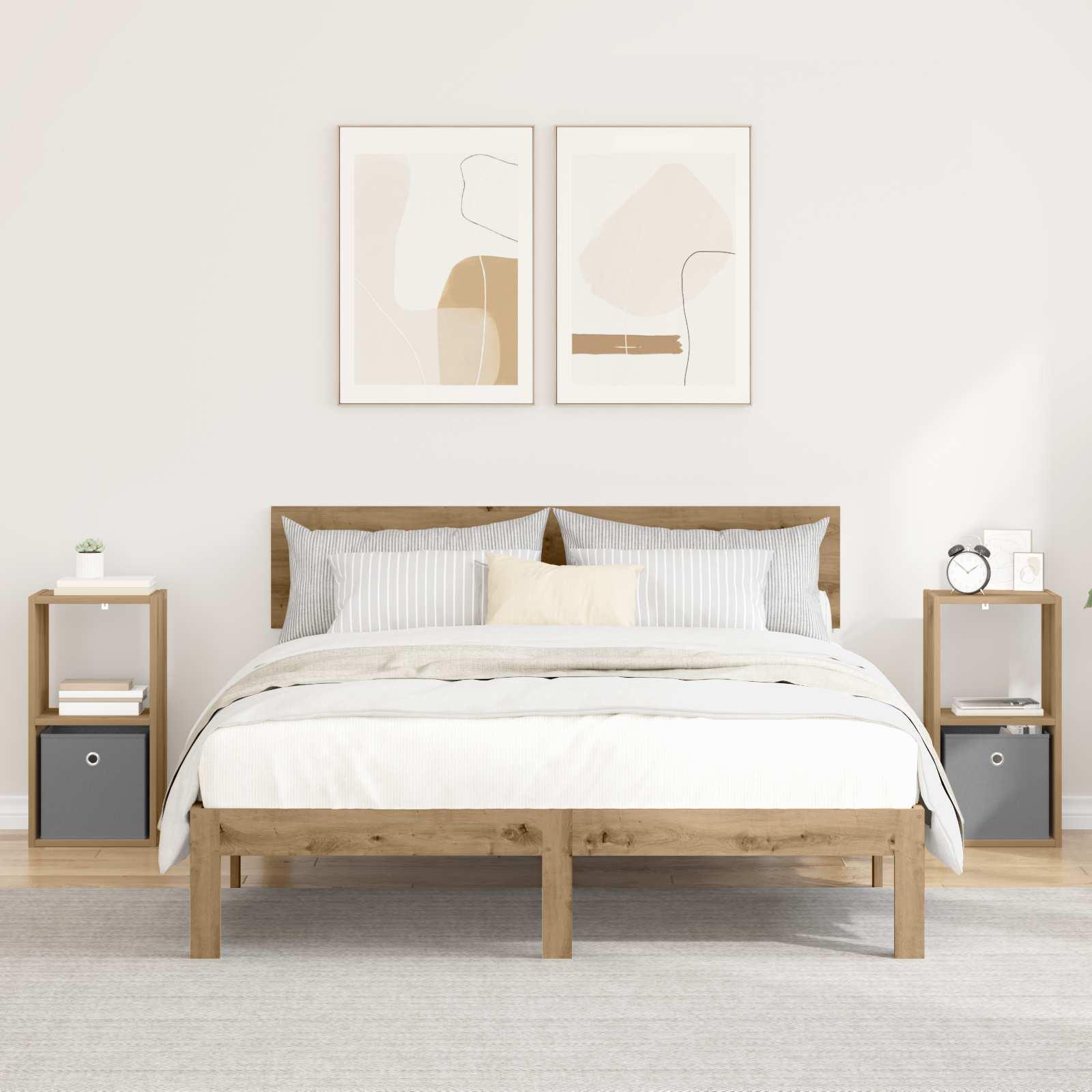 Sengebord med skuffe 2 stk Artisan Egetræ 30,5 x 27 x 59,5 cm billede