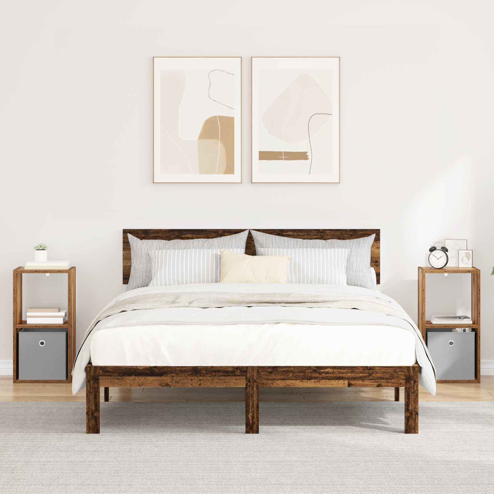 Sengebord 2 stk Gammelt træ 30,5 x 27 x 59,5 cm Konstrueret træ billede