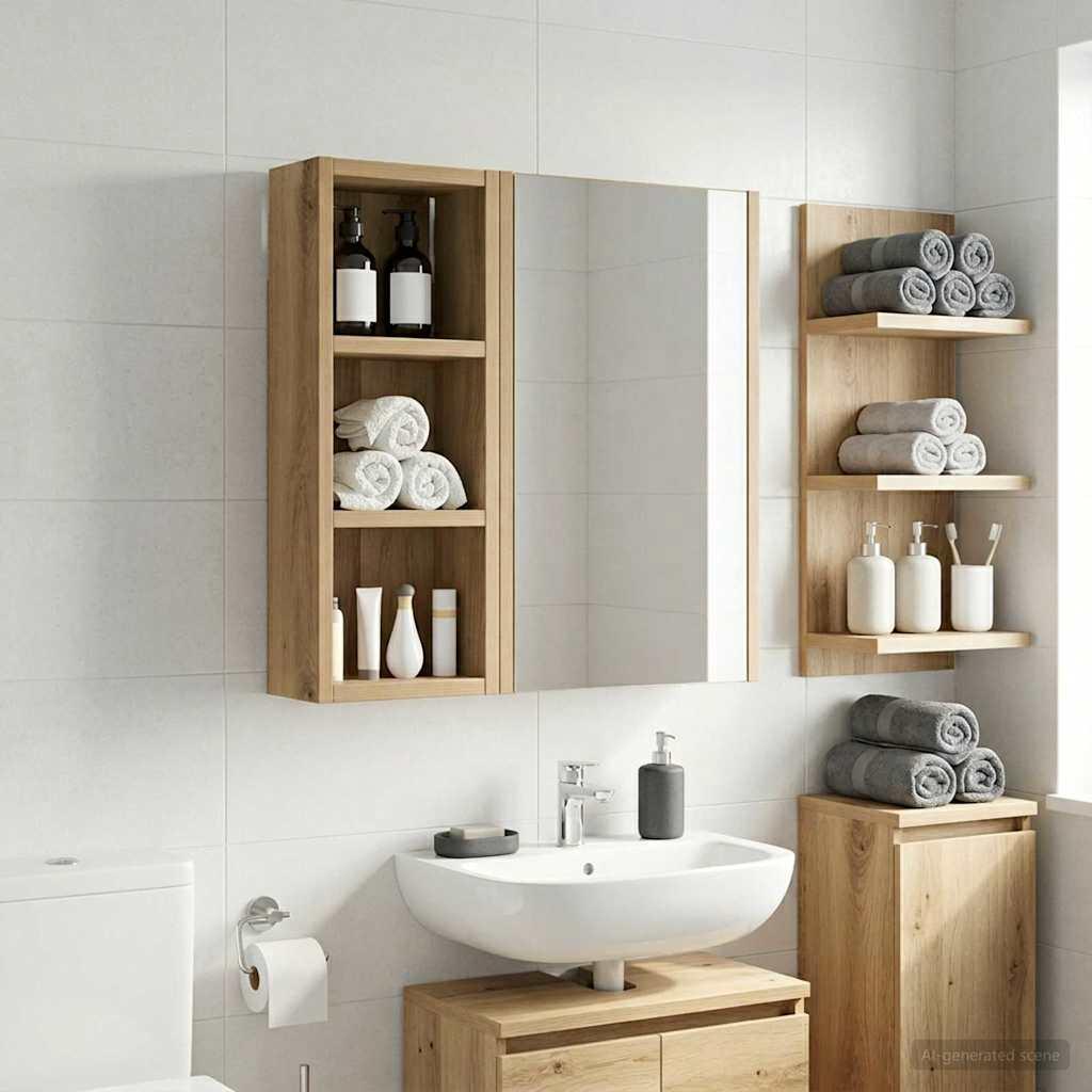 Badeværelsesvægskab Artisan eg 20 x 10 x 50 cm Konstrueret træ billede