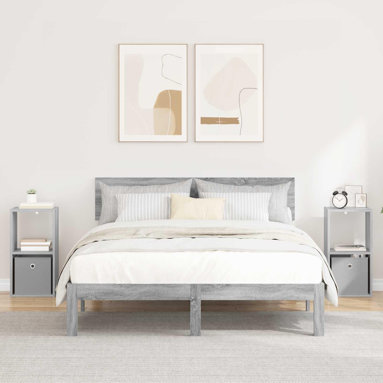 Sengebord 2 stk Grå Sonoma 30,5 x 27 x 59,5 cm Konstrueret træ billede