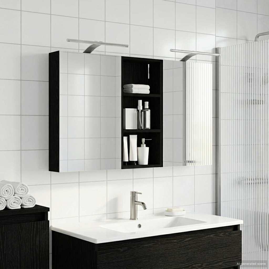 Badeværelsesskabsæt 3 stk 110 x 10,5 x 60,5 cm Konstrueret træ billede