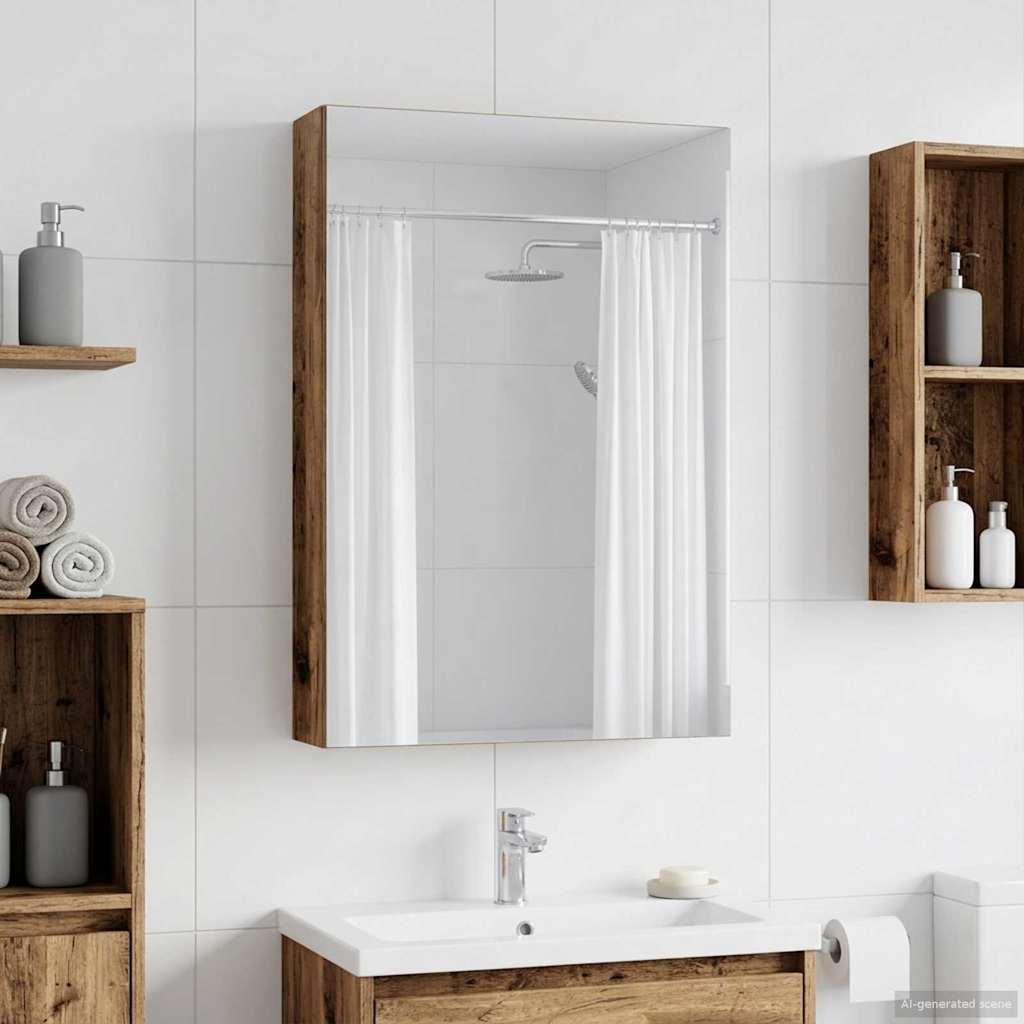 Badeværelsesspejlskab med hylde Gammelt træ 40 x 10,5 x 60,5 cm billede