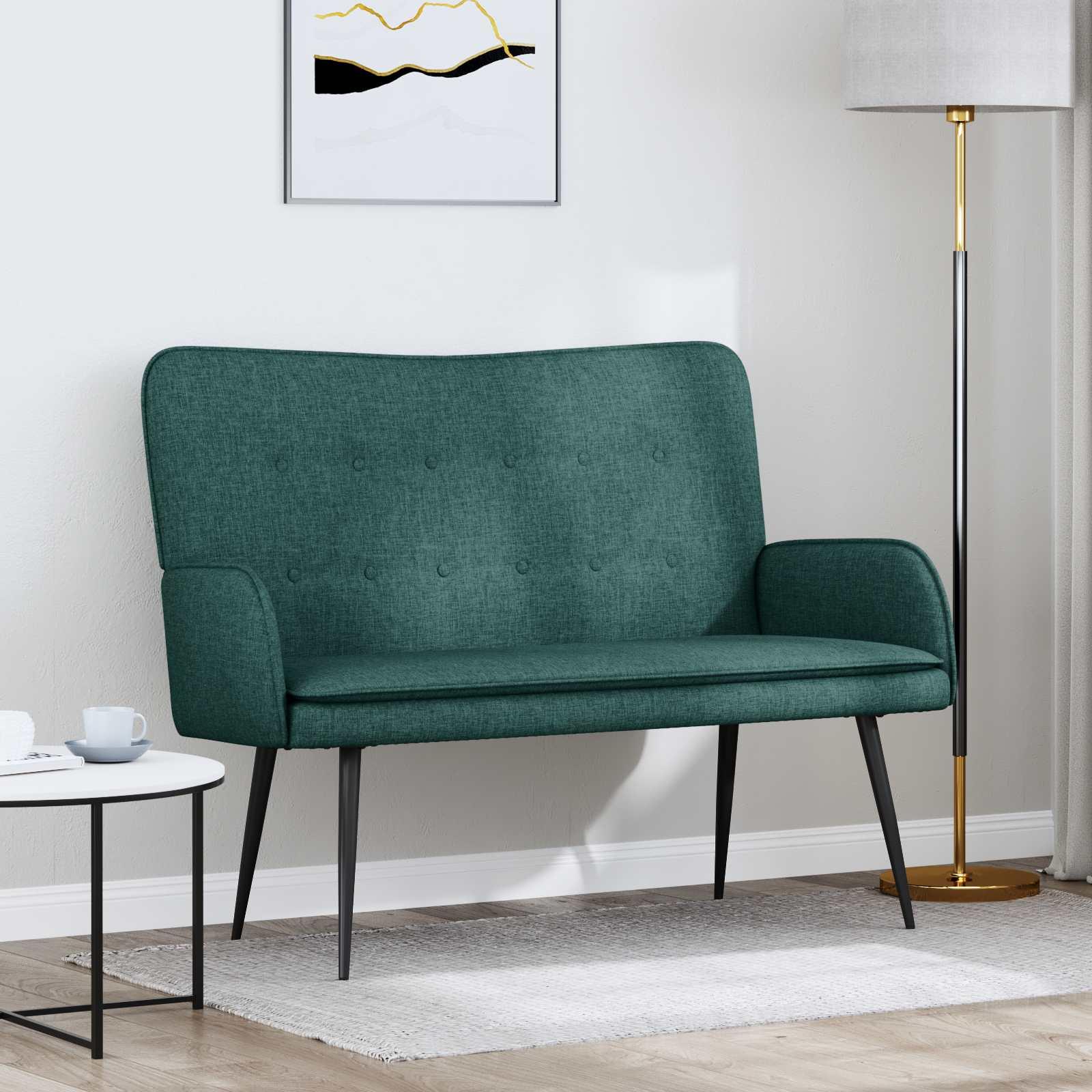 2-personers sofa Mørkegrøn 115 x 61 x 87 cm Stof billede