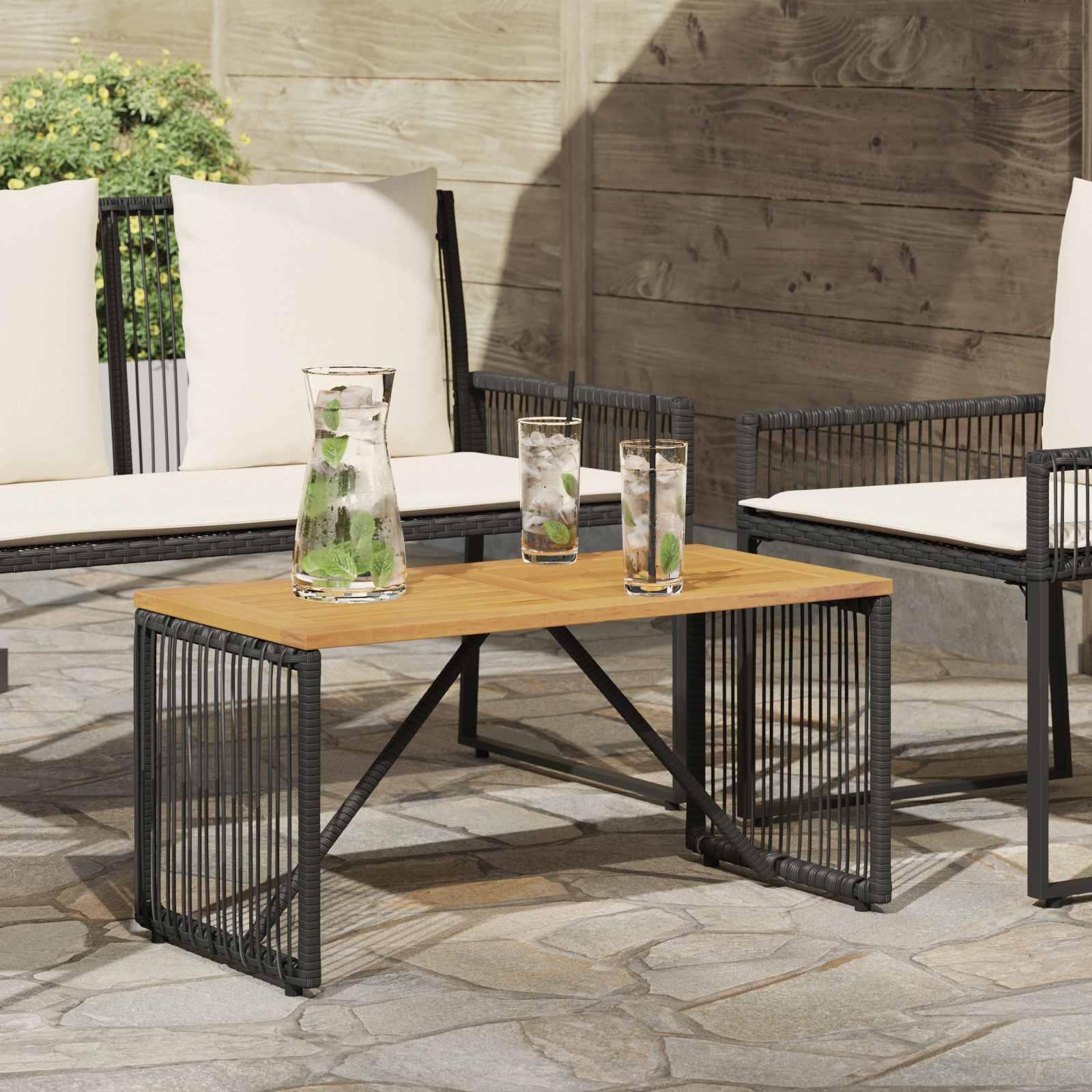 Udendørs Bord Sort og Brunt 80 x 40 x 40 cm polyrattan billede