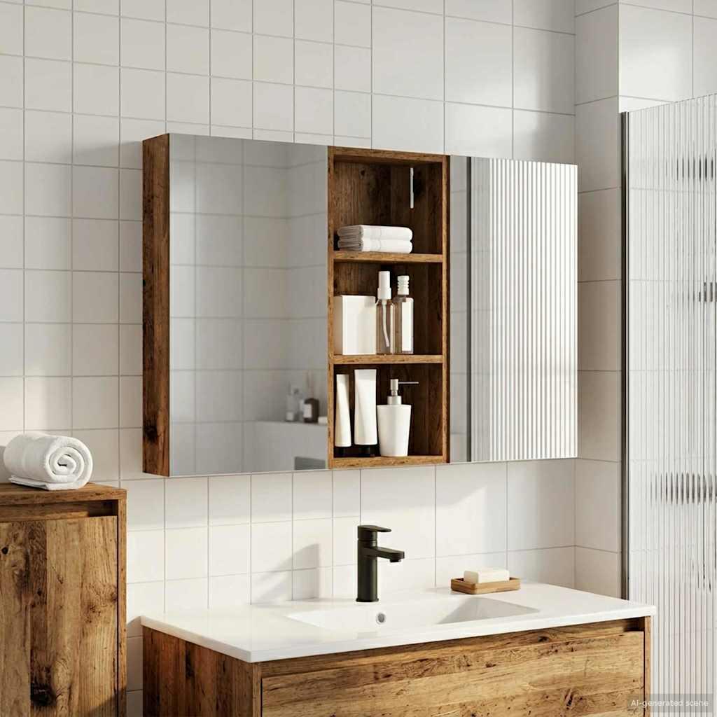 Badeværelsesskabsæt 3 stk 110 x 10,5 x 60,5 cm Konstrueret træ billede