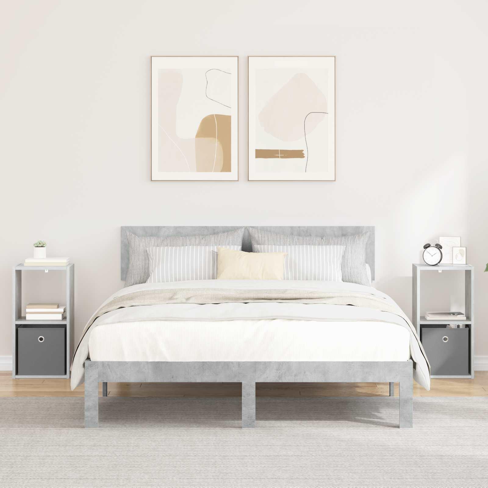 Sengebord 2 stk Beton Grå 30,5 x 27 x 59,5 cm Konstrueret træ billede