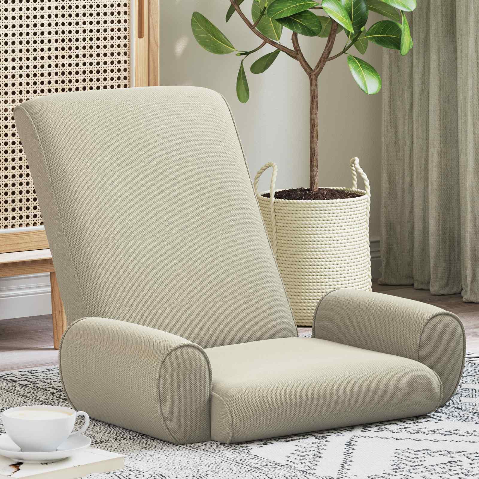 Gulvstol Sandfarvet 68 x 51 x 56 cm Kornet Velour billede
