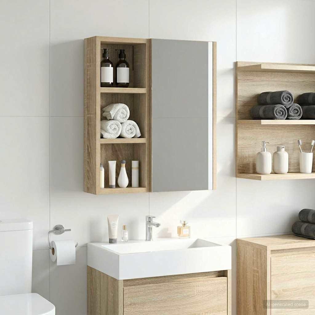Badeværelsesvægskab Sonoma eg 20 x 10 x 50 cm Konstrueret træ billede