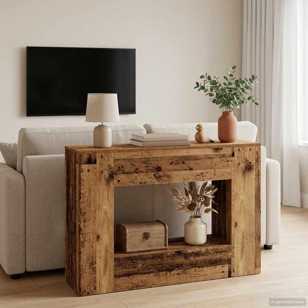 Konsolbord i konstrueret træ - 101 × 29 × 74 cm, rustik brun billede