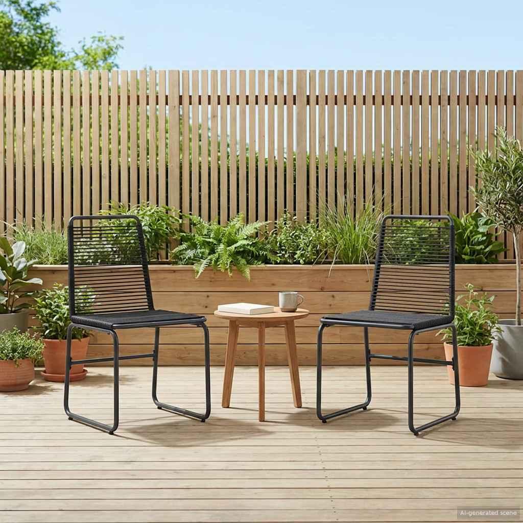 Havestole 2 stk Sort 48 x 55 x 89,5 cm Rattan billede