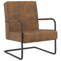 Stol med cantilever stof brun
