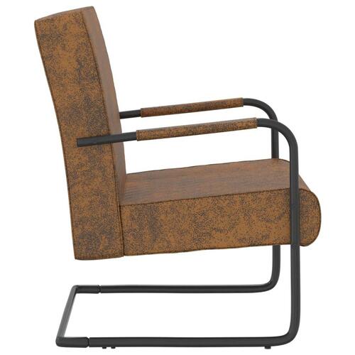 Stol med cantilever stof brun