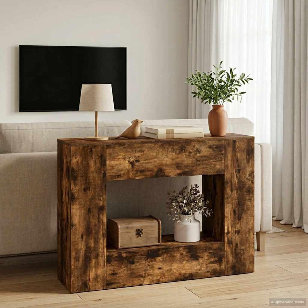 Konsolbord i konstrueret træ - 101 × 29 × 74 cm, rustik brun billede