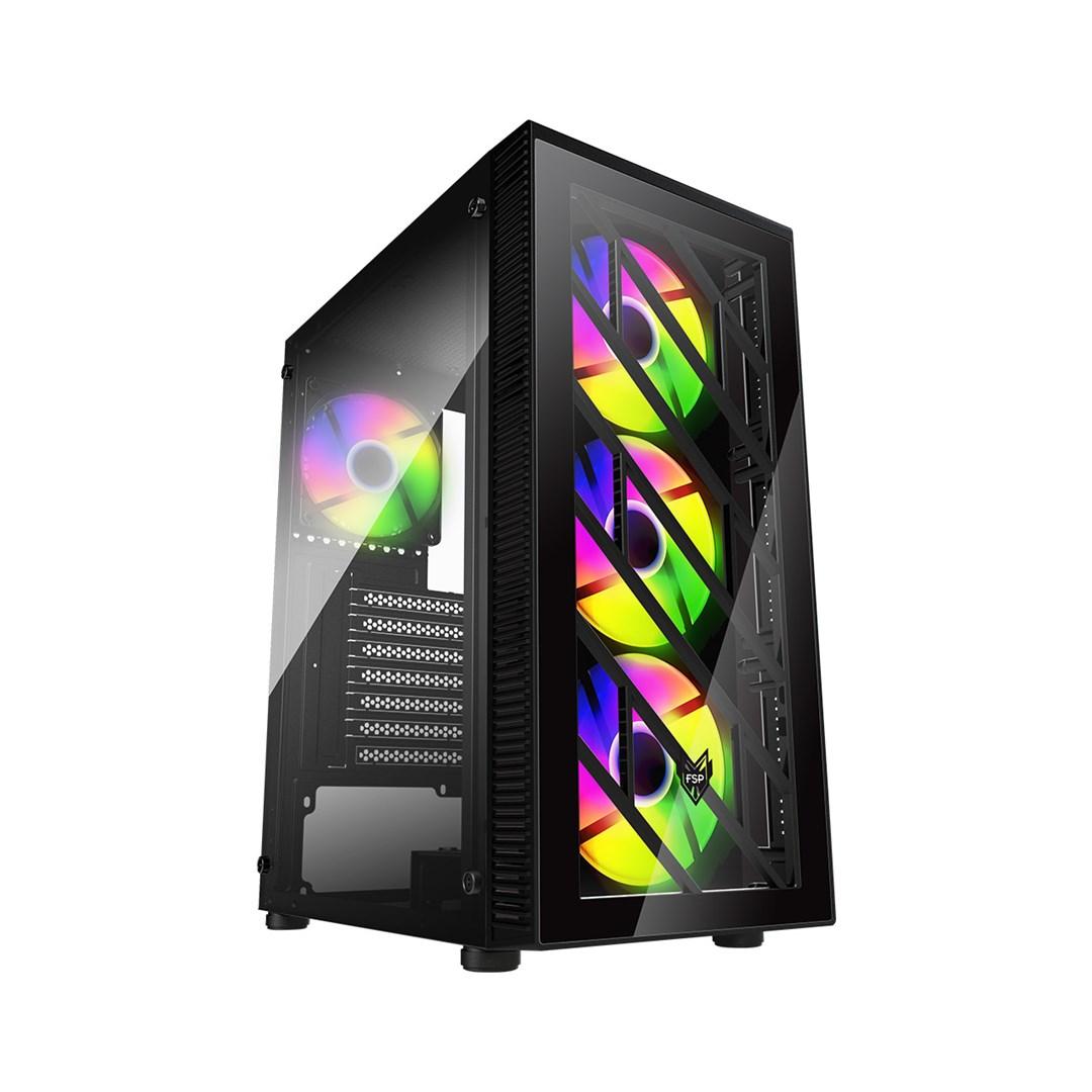 Fortron FSP CMT192 midi-tower – ATX/mATX/mITX, sort med fast RGB billede