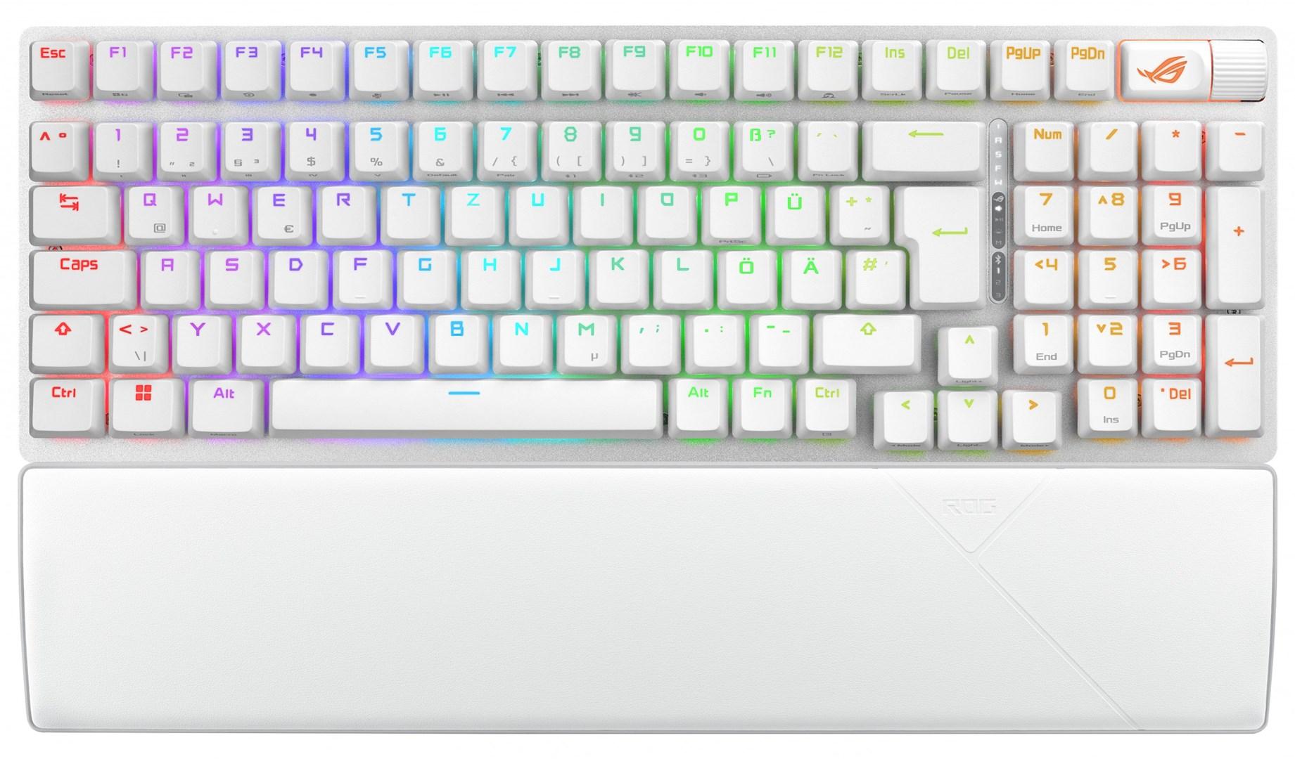 ASUS ROG Strix Scope II 96 Wireless - mekanisk gaming-tastatur, 96% QWERTZ tysk, hvid, USB/RF/Bluetooth billede