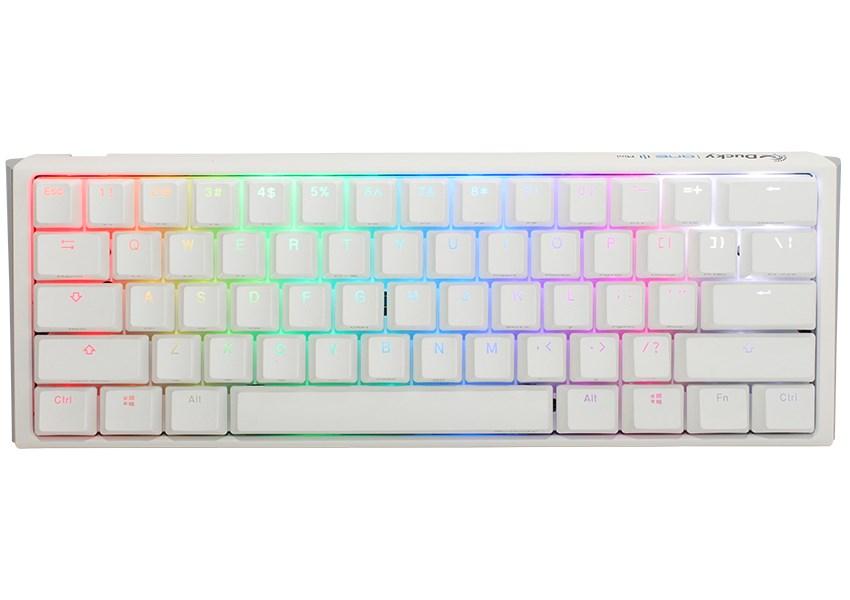 Ducky One 3 Mini Pure White – mekanisk gaming-tastatur (tysk layout, RGB, USB-C) billede