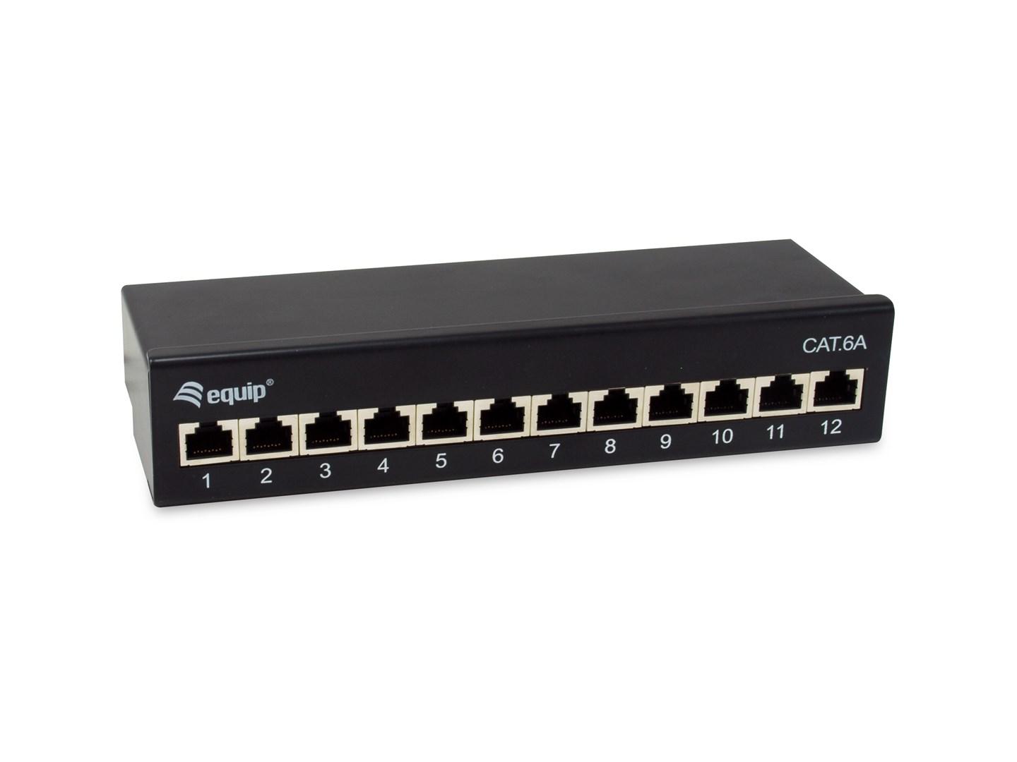 EQUIP 326622 patchpanel – 12 porte RJ-45, Cat6a 10G billede