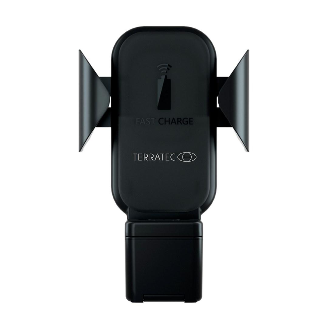 TERRATEC ChargeAir All Car Active holder – trådløs biloplader til mobil og smartwatch, sort billede