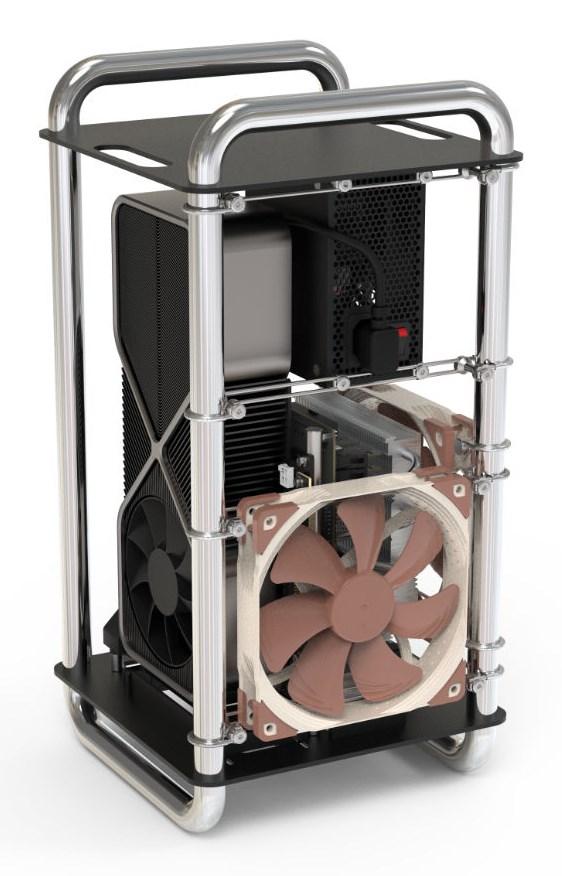Streacom DA6 - vertikalt åbent Mini‑ITX kabinet, krom billede