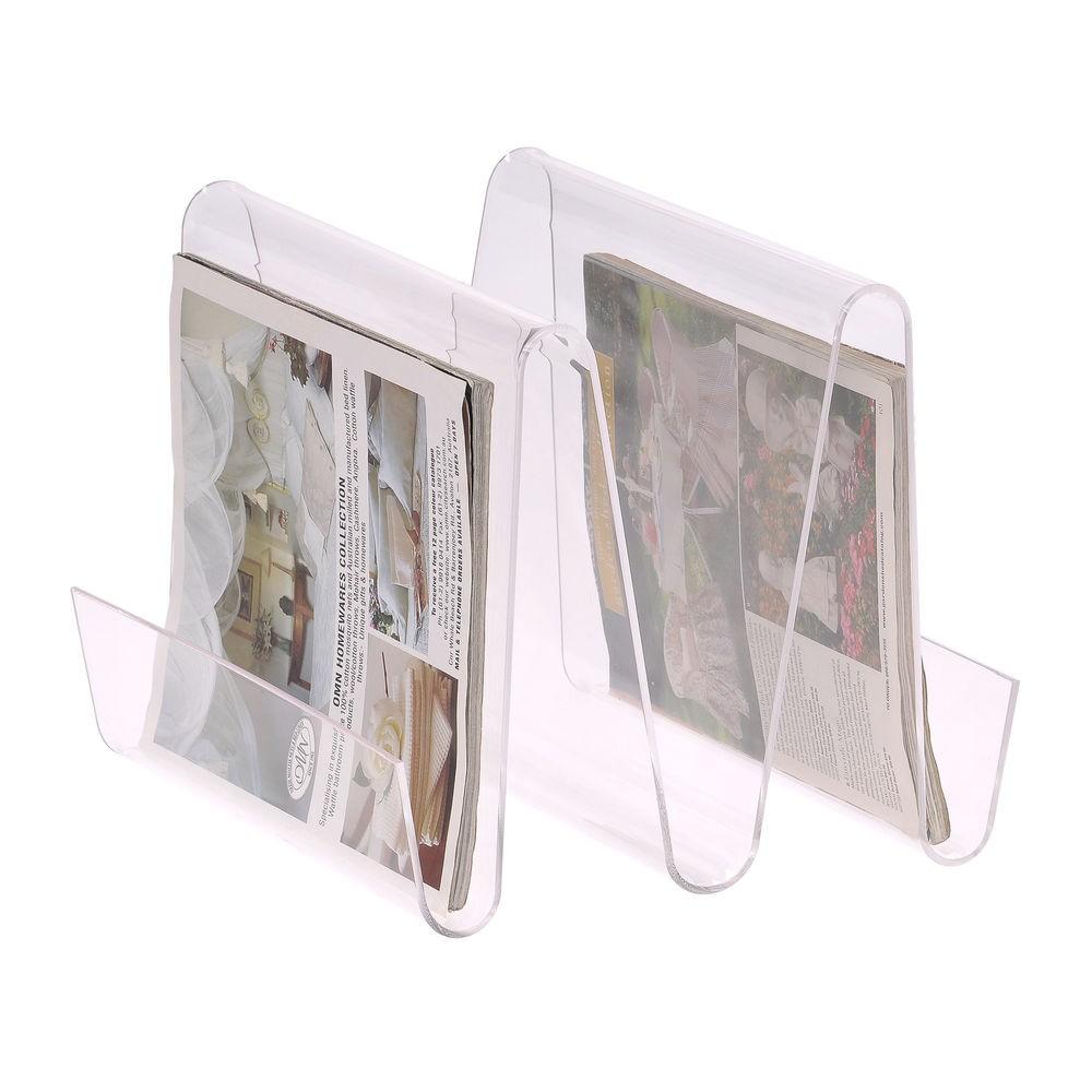 Tidsskriftholder i gennemsigtig akryl, 30 × 31 × 25 cm (2 stk.)