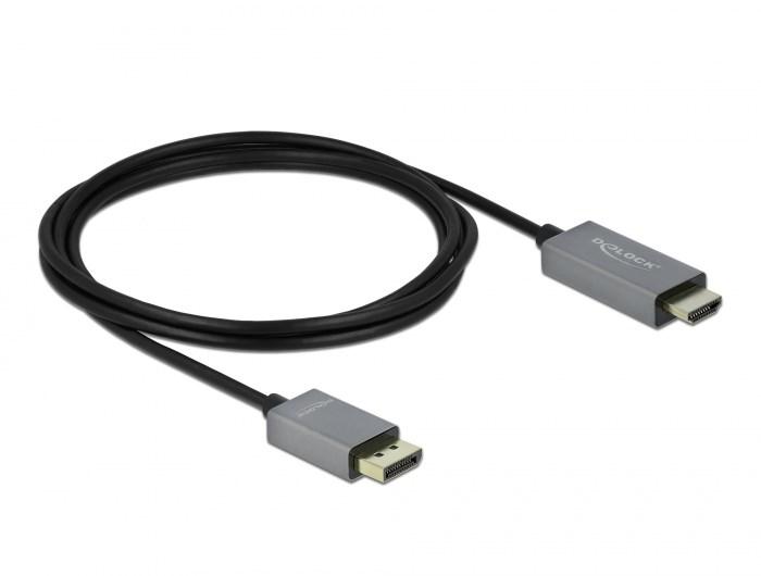 DELOCK DisplayPort til HDMI kabel 2 m – Aktiv, 4K 60 Hz, HDR billede