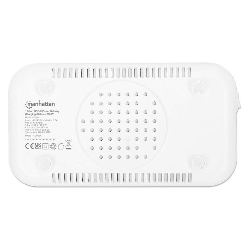 Manhattan 10-port USB-C ladestation – 10×20 W, maks. 200 W, inkl. netkabler til US/EU/UK billede
