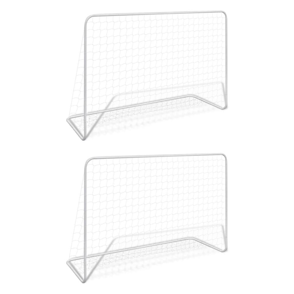 Fodboldmål 2 stk. med net 182x61x122 cm stål hvid