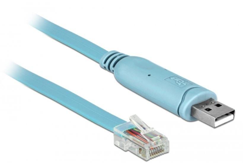 DELOCK 64185 USB 2.0 til RS-232 RJ45 adapterkabel – 2 m, blå billede