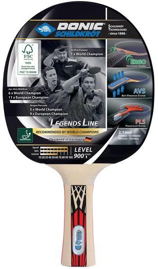 Donic Schildkröt Legends 900 bordtennisbat - sort/rød, træskaft billede