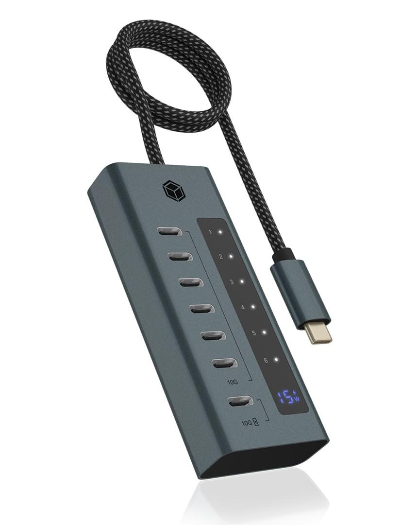 RAIDSONIC ICY BOX IB-HUB1457-C31 USB-C hub - 7 porte, 10 Gbit/s, blå/grå
