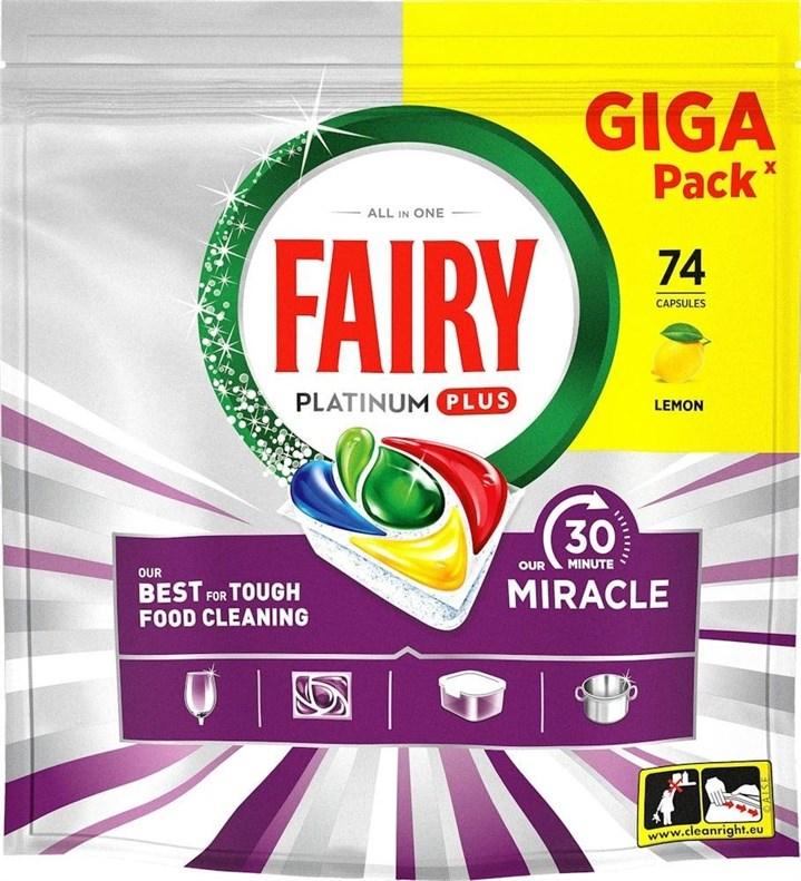 Fairy Platinum Plus opvasketabs - Lemon, 74 stk. billede