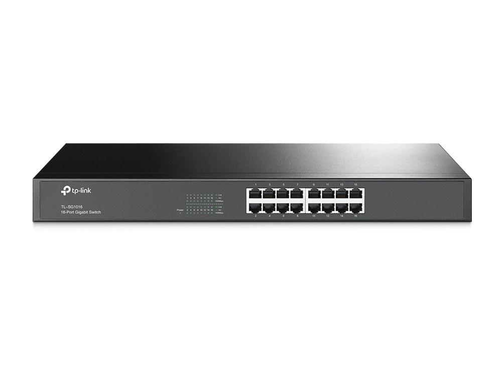 TP-Link TL-SG1016 – 16-port Gigabit unmanaged switch, 1U, sort billede