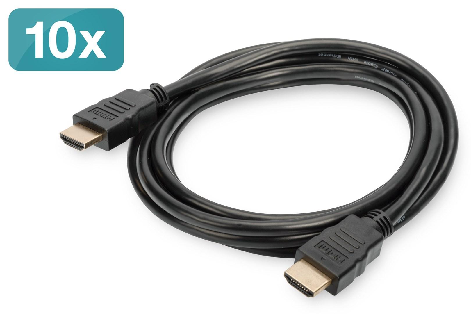 DIGITUS HDMI-kabel med Ethernet 4K UHD – 3 m – 10-pak billede