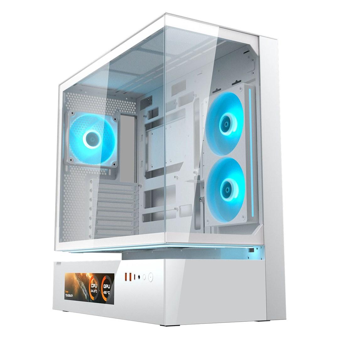 COUGAR CFV235 Vision midi-tower kabinet – ARGB, LCD-display, hærdet glas, hvid billede