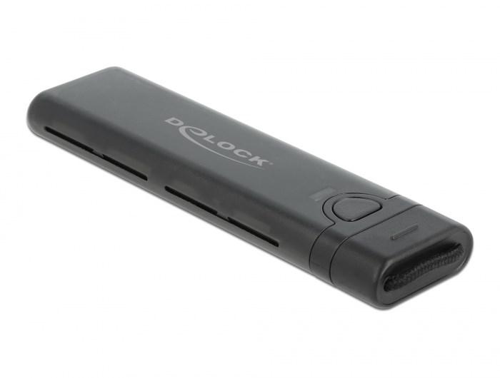DELOCK ekstern USB-C combo kabinet til M.2 NVMe PCIe eller SATA SSD - værktøjsfri billede