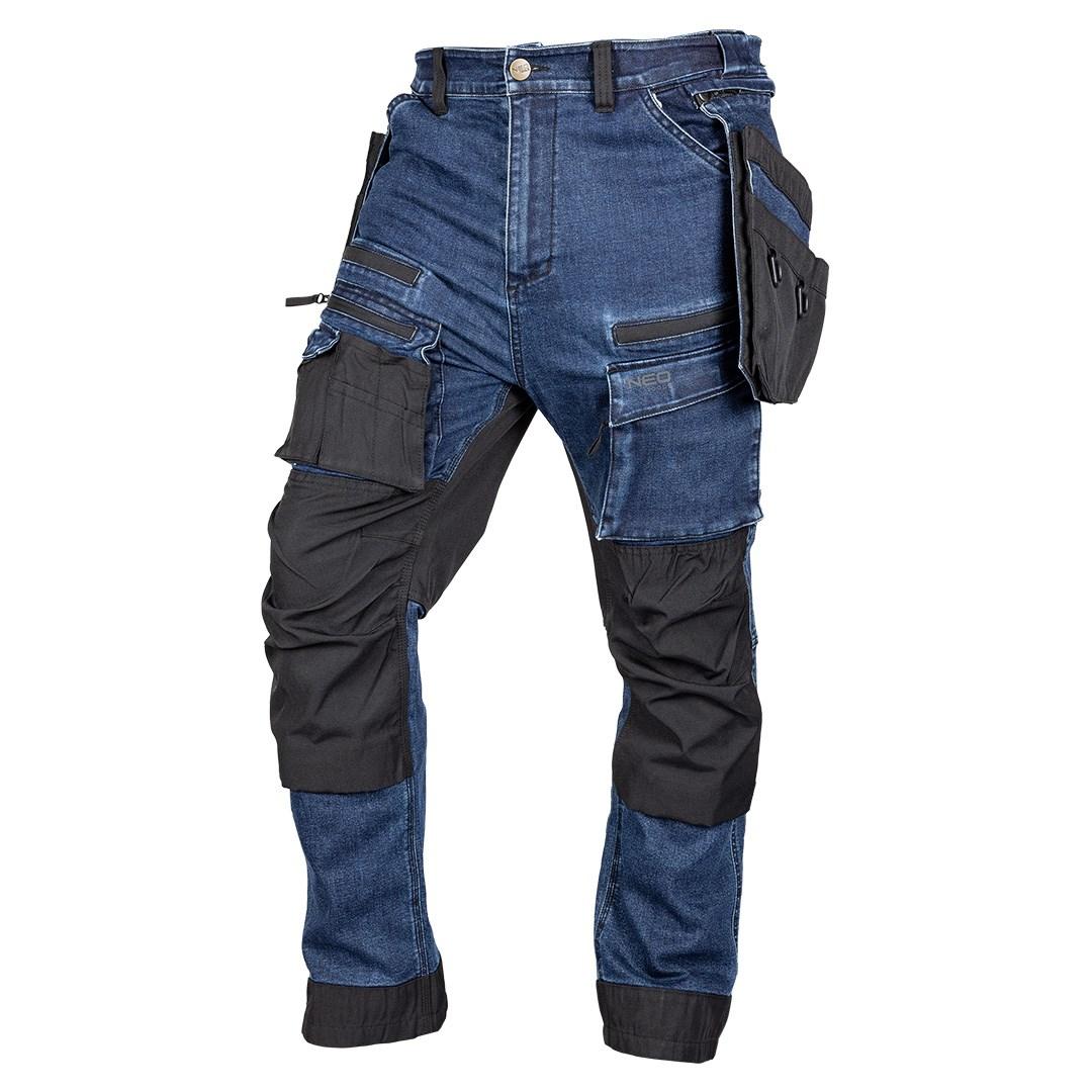 NEO TOOLS arbejdsbukser i denim med Cordura-forstærkninger - marineblå, str. M billede