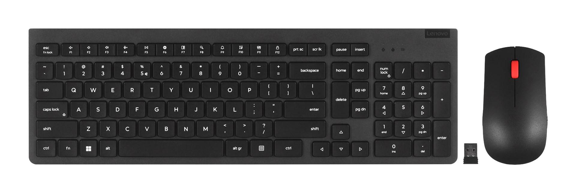 Lenovo 4X31N50746 trådløst tastatur og mus - fuld størrelse, RF, sort (US QWERTY) billede